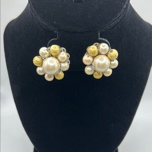 Vintage faux Pear Cluster Earrings‎ Japan
